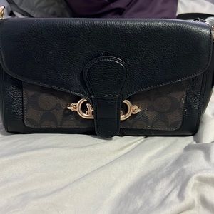 Coach cross body with detachable strap brown & black